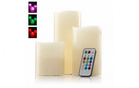 אמטיס-סט 3 נרות שעווה בגבהים שונים,תאורת LED